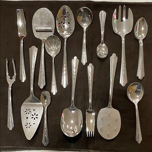 Vintage Ekco Geo Chevron Stainless Serveware